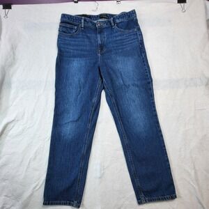 Talbots Women Jeans 12 Blue Cotton Blend High Rise Slim Ankle Denim Trousers